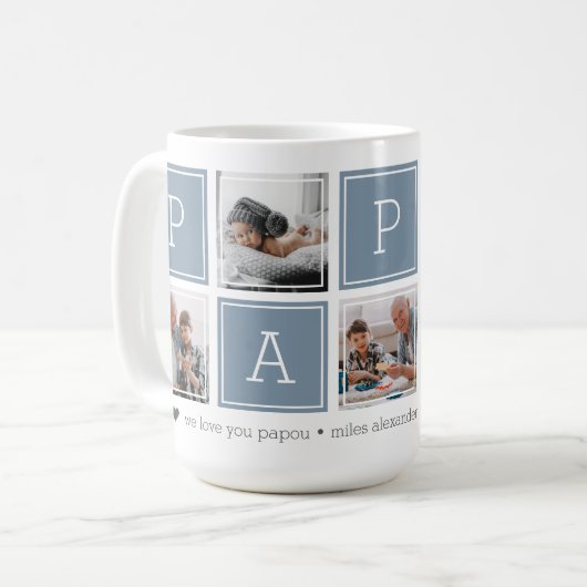 Eisblau | Benutzerdefinierte Papou 5-Foto-Farbbloc Kaffeetasse (Vorderseite Links)