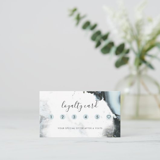 Eisblau, graue schwarze Marmorplatte Hintergrund 6 Treuekarte (Stehend Vorderseite)