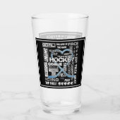 Eisblau-Heart-Hockey-Wörter weiße Logo Glas (Rückseite)