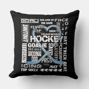 Eisblau-Heart-Hockey-Wörter weiße Logo Kissen