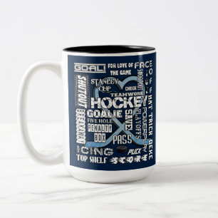 Eisblau-Heart-Hockey-Wörter weites Logo 2 Zweifarbige Tasse