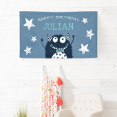 Eisblau | Kleines Monster Personalisierte Geburtst Banner (Insitu)
