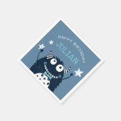 Eisblau | Kleines Monster Personalisierte Geburtst Serviette (Ecke)