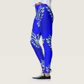 Eisblau-metallischer Look Phoenix auf Royal Blue Leggings (Links)