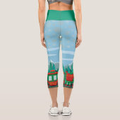 Eisblau mit Goldschneeflocken Capri Leggings (Rückseite)