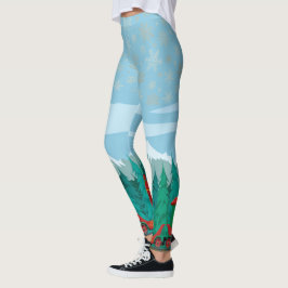 Eisblau mit Goldschneeflocken Leggings