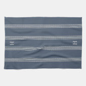 Eisblau | Monogramm für den klassischen Seilstreif Geschirrtuch (Horizontal)
