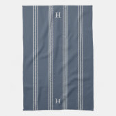 Eisblau | Monogramm für den klassischen Seilstreif Geschirrtuch (Vertikal)