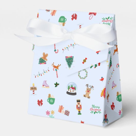 Eisblau niedliche Weihnachtsabbildungen Geschenkbo Geschenkschachtel (Vorderseite)