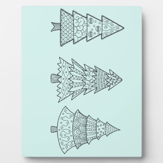 Eisblau pastellfarbene elegante Christbäume Fotoplatte (Vorderseite)