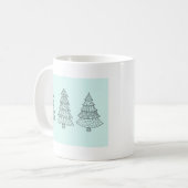 Eisblau pastellfarbene elegante Christbäume Kaffeetasse (Vorderseite Links)