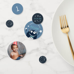 Eisblau   Personalisierte Kleine Monster Geburtsta Konfetti