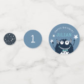 Eisblau | Personalisierte Kleine Monster Geburtsta Konfetti (Vorderseiten)