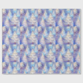 Eisblau und Goldbäume Moderne Weihnachten Geschenkpapier (Flach)