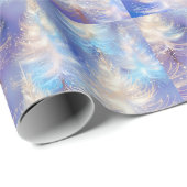 Eisblau und Goldbäume Moderne Weihnachten Geschenkpapier (Rolleneckpunkt)