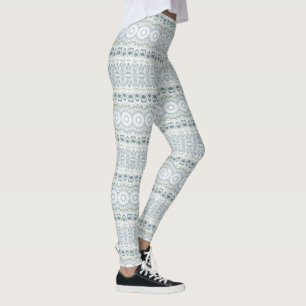 Eisblau und grün Mandala Kaleidoskop Streifen Leggings