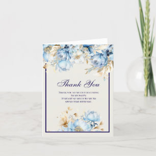 Eisblau und Marine Blumen Geburtstags Dankeschön Dankeskarte