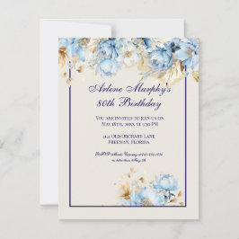 Eisblau und Marineblumengeburt Einladung