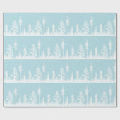 Eisblau und weißer Schneewald Geschenkpapier (Flach)