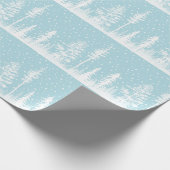 Eisblau und weißer Schneewald Geschenkpapier (Ecke)
