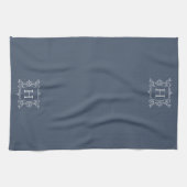 Eisblau | Vintag Frame Monogram Geschirrtuch (Horizontal)
