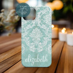 Eisblau Vintager Damast Muster mit grungy Finish iPhone 16 Hülle<br><div class="desc">Ein Vintages Muster mit einem trendigen Design mit Juwelenfarben und Eleganz. Elemente können leichter angepasst werden, wenn Sie zuerst alle Foto und Texte ersetzen. Wenn Ihre Kunst noch angepasst werden muss, klicken Sie auf die Schaltfläche Diese anpassen. Das bringt Sie zu einem Designbereich, wo Sie Dinge bewegen und sogar Schriftart...</div>