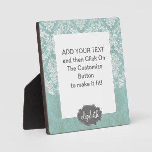 Eisblau Vintager Damast Muster mit grungy Finish Fotoplatte