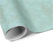 Eisblau Vintager Damast Muster mit grungy Finish Geschenkpapier (Rolleneckpunkt)