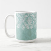 Eisblau Vintager Damast Muster mit grungy Finish Kaffeetasse (Links)