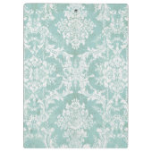 Eisblau Vintager Damast Muster mit grungy Finish Klemmbrett (Rückseite)