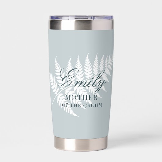 Eisblau Weiße Farn Brautmutter Thermobecher (Vorderseite)