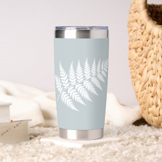Eisblau Weiße Farn Einfach Elegant Silber Thermobecher