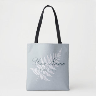 Eisblau-weiße Farn-Eleganz Name & Rolle Tasche
