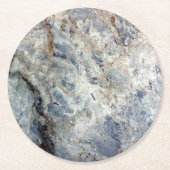 Eisblau, weißer Marmorstein Runder Pappuntersetzer (Vorderseite)