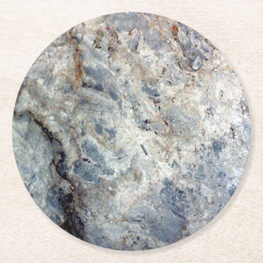 Eisblau, weißer Marmorstein Runder Pappuntersetzer (Vorderseite)