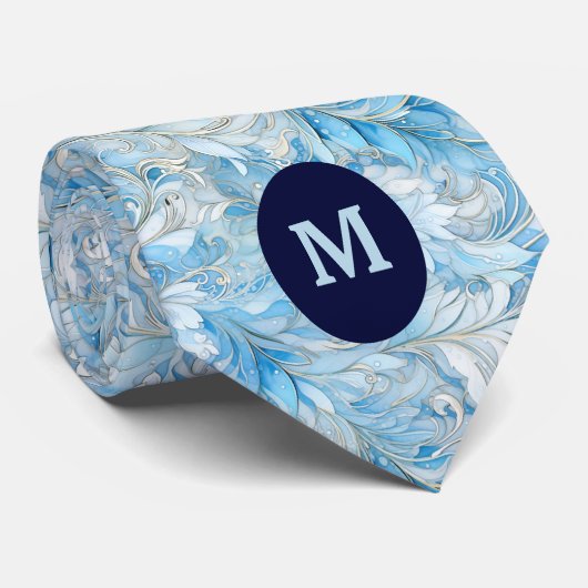 Eisblau Winter botanisch Krawatte (Gerollt)