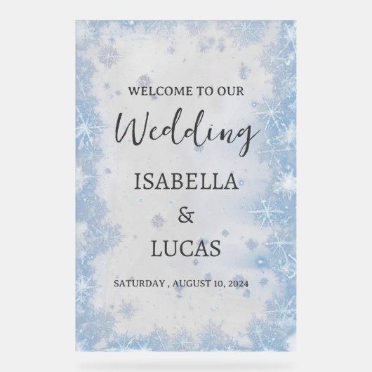 Eisblau Winter Weihnachten Akronylic Hochzeitszeic Acrylschild (Vorderseite)