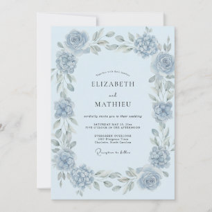 Eisblaue Ätherische Hochzeitsblumen Einladung