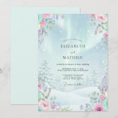 Eisblaue Ätherische Winterhochzeit Einladung (Vorne/Hinten)