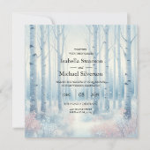 Eisblaue Birkenwald-Hochzeit Einladung (Vorderseite)