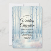 Eisblaue Birkenwald-Hochzeit Einladung (Vorderseite)