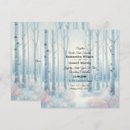 Eisblaue Birkenwald-Hochzeit Einladung