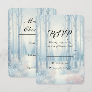 Eisblaue Birkenwald-Hochzeit RSVP Karte