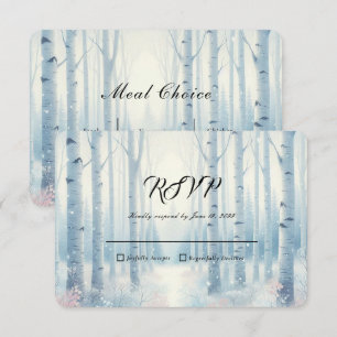 Eisblaue Birkenwald-Hochzeit RSVP Karte