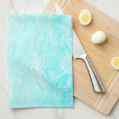 Eisblaue, blühende Blume mit Prägung Geschirrtuch (Viertel Falte)