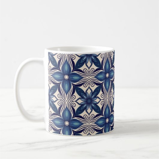Eisblaue Blumen Kaffeetasse (Links)