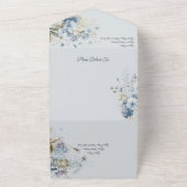 Eisblaue Bohemische Blume für den blauen QR-Code All In One Einladung (Außenbereich)