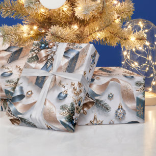 Eisblaue Champagner-Weihnachtsbänder Geschenkpapier