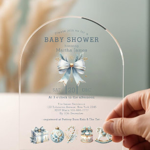 Eisblaue Christmas Coquette Babyparty Acryleinladungen