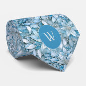 Eisblaue Floralmonogramm-Halsbinde Krawatte (Gerollt)